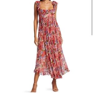 NWT Zimmerman Poppy Ruffled Floral-print Silk Dress size 0